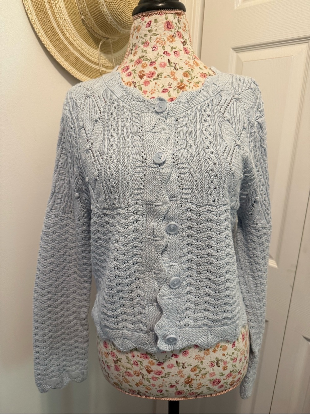 Universal Thread Light Blue Cable Knit Button-Up Cardigan